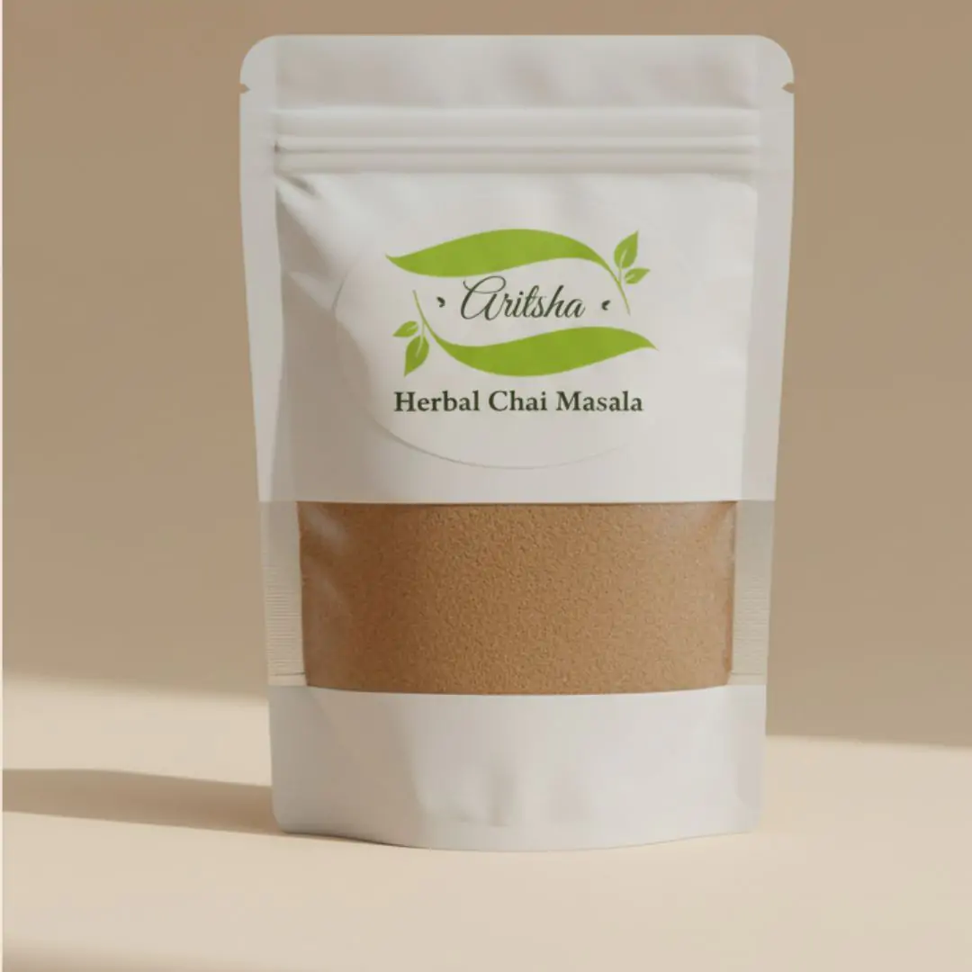 Aritsha Chai Masala packaging featuring natural spice blend.