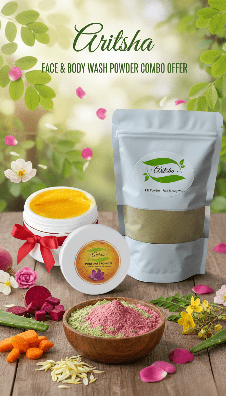 Aritsha natural face and body wash combo with saffron gel for glowing and healthy skin