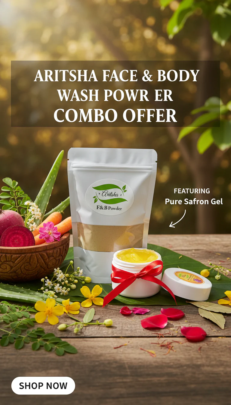 Natural skincare combo – Aritsha face wash, body wash and saffron gel for radiant skin